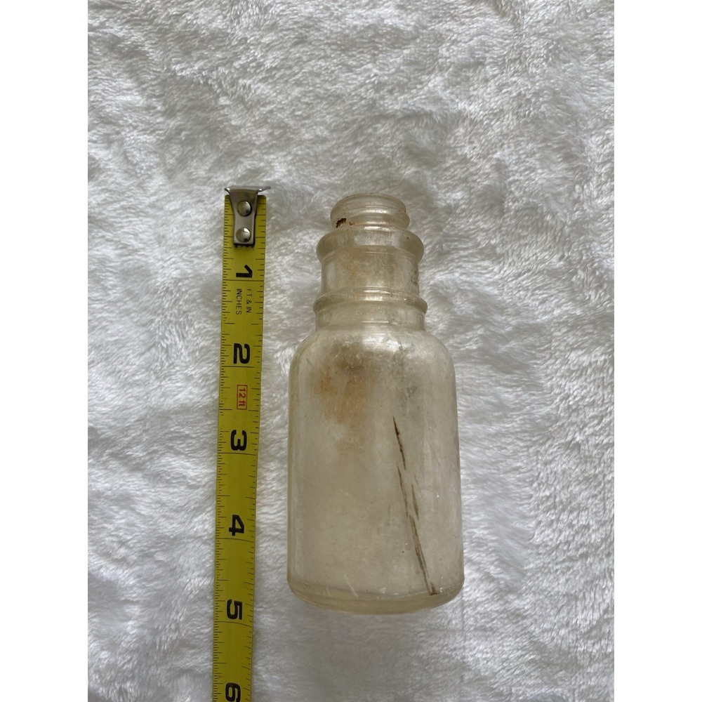 Vintage Clear Glass Bottle 5.5 Inch Multi Ring Stepped Neck Tiered Apothecary - Picture 1 of 3